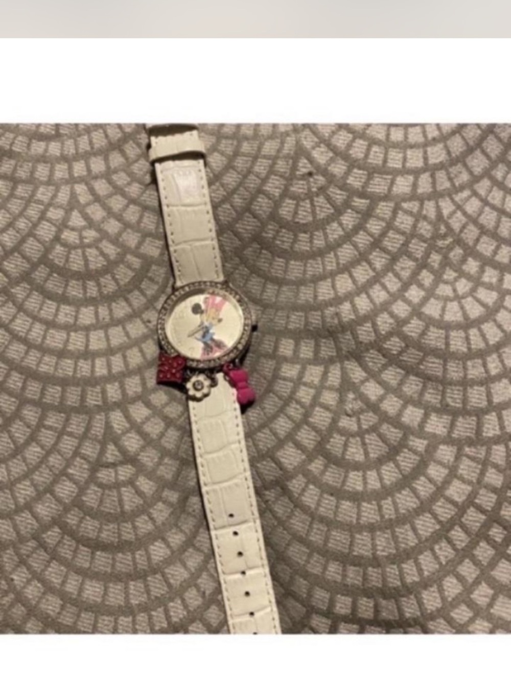 Disney White Women's Watch with Pink Charm Accents